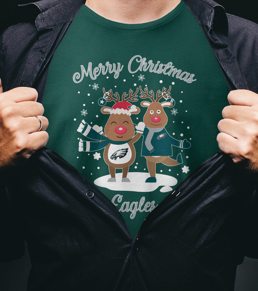 Merry Christmas Eagles Reindeer With Philadelphia Eagles T-Shirt