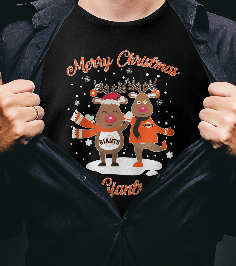 Merry Christmas Giants Reindeer Giants T-Shirt