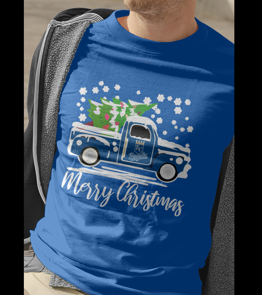 Kansas City Royals Vintage Car Merry Christmas Tree Winter Holiday T-Shirt