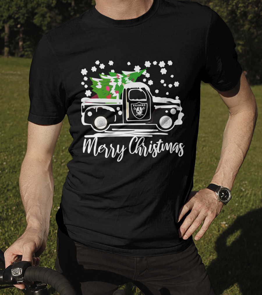 Las Vegas Raiders Vintage Car Merry Christmas Raiders T-Shirt