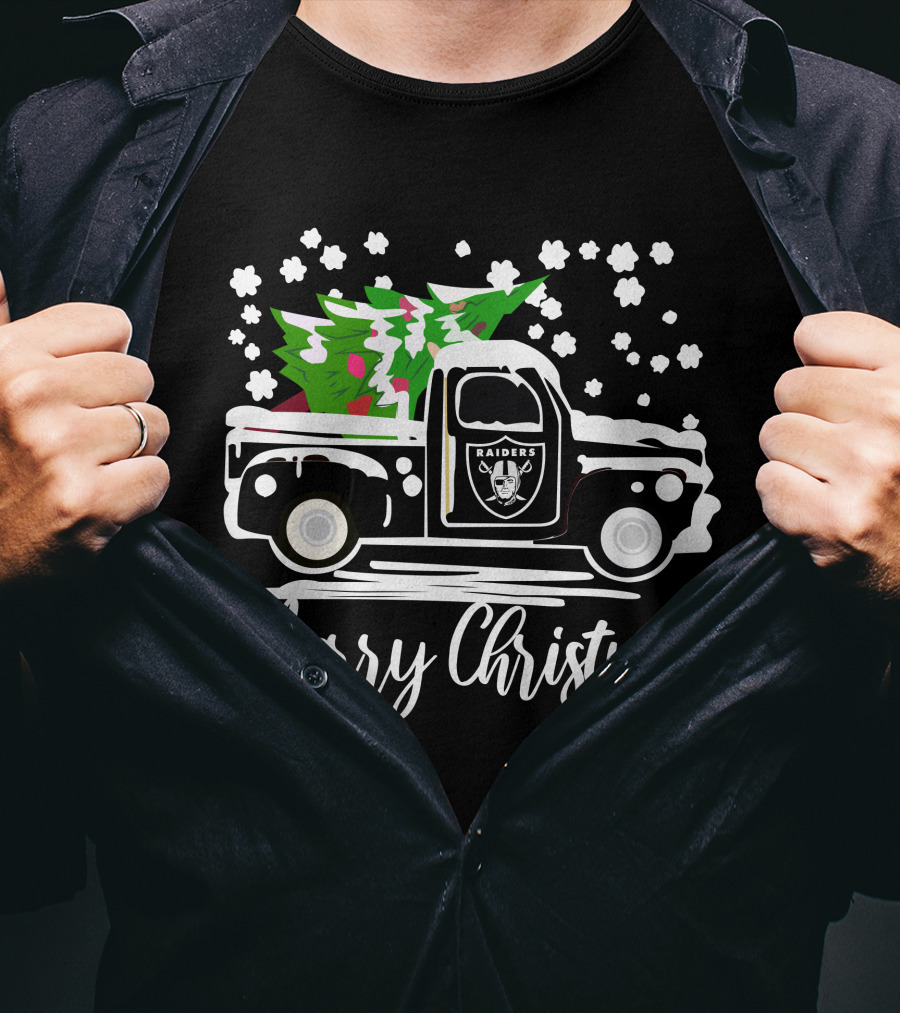 Las Vegas Raiders Vintage Car Merry Christmas Raiders T-Shirt