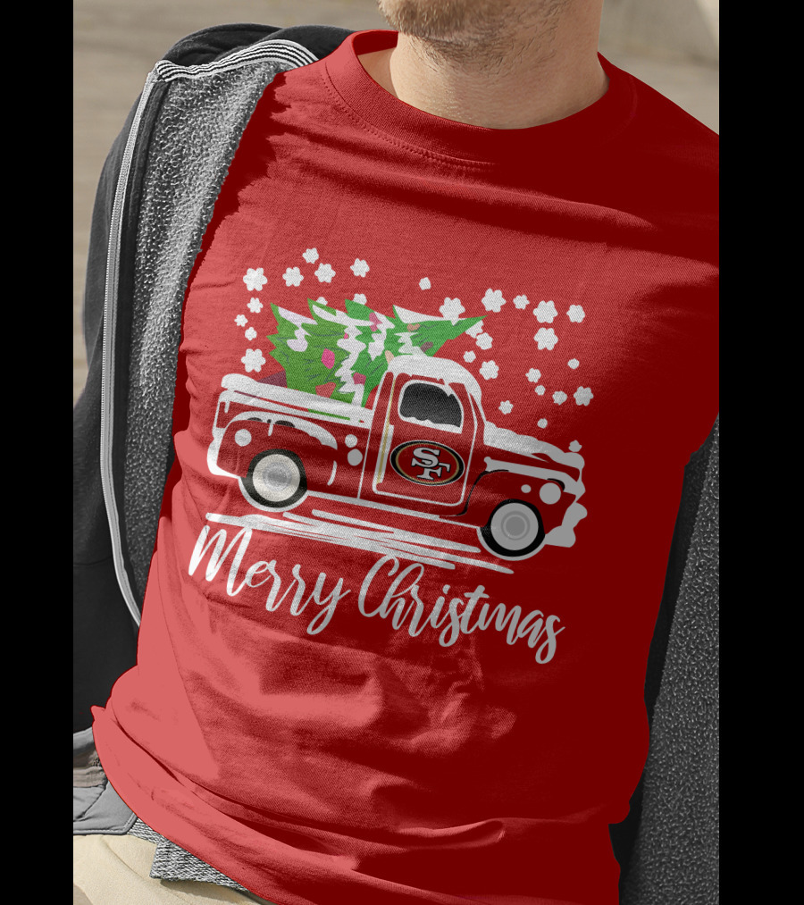 San Francisco 49ers SF Vintage Truck Merry Christmas T-Shirt