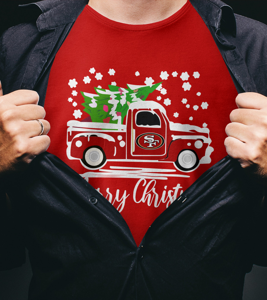 San Francisco 49ers SF Vintage Truck Merry Christmas T-Shirt