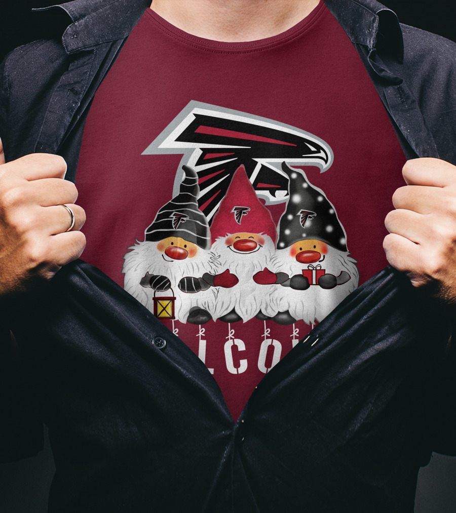 Atlanta Falcons Merry Christmas Happy Holidays Gnomes T-Shirt