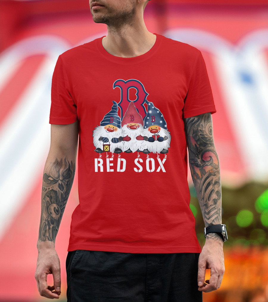 Boston Red Sox Merry Christmas Happy Holidays Gnomes T-Shirt