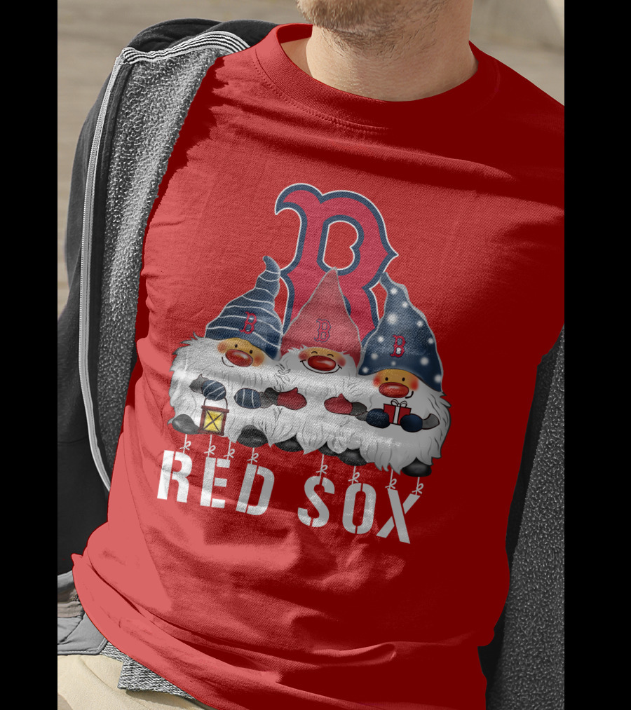 Boston Red Sox Merry Christmas Happy Holidays Gnomes T-Shirt