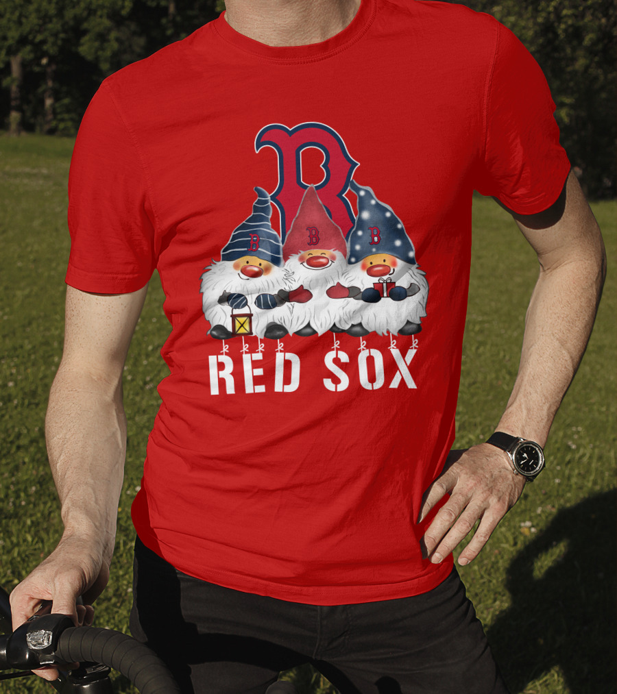 Boston Red Sox Merry Christmas Happy Holidays Gnomes T-Shirt