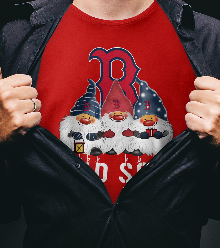 Boston Red Sox Merry Christmas Happy Holidays Gnomes T-Shirt