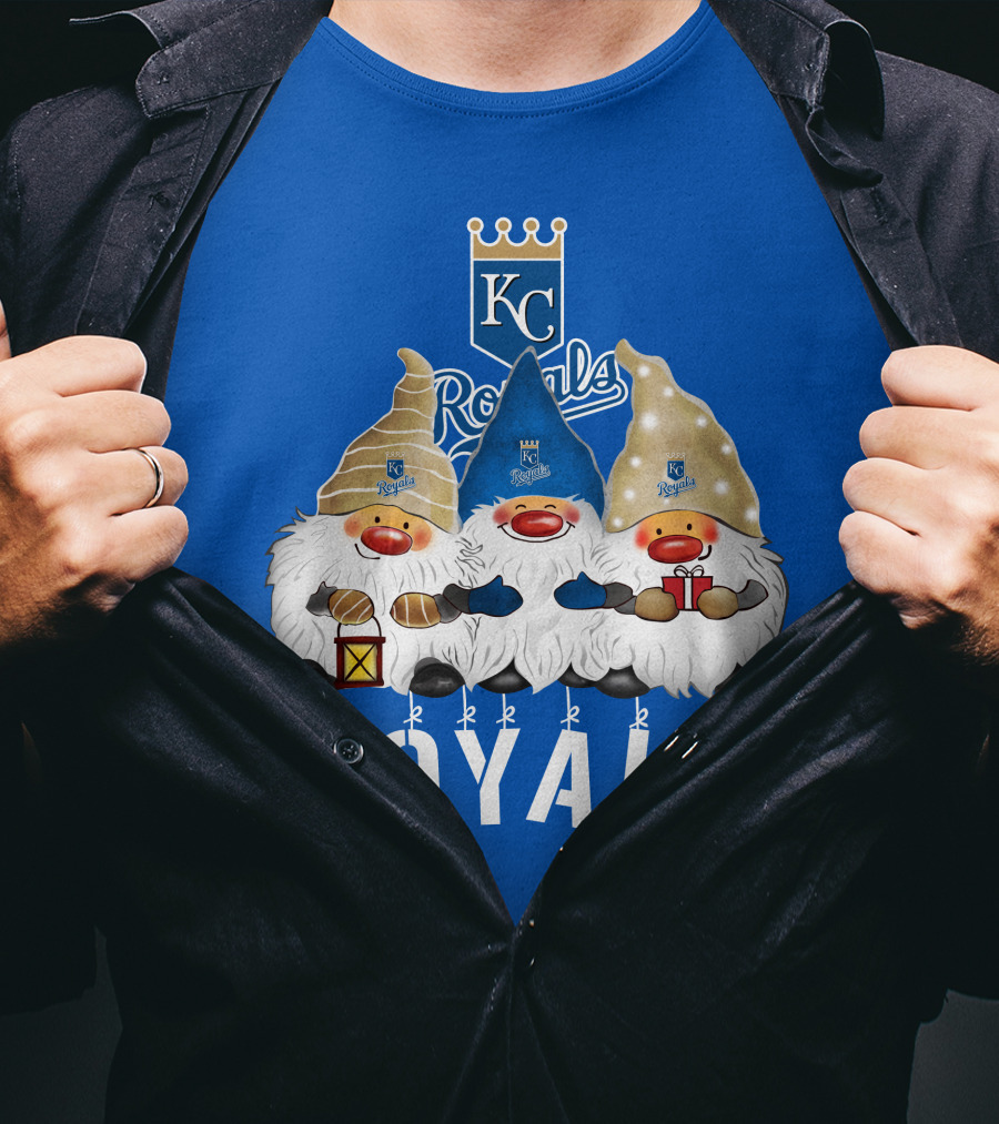 Kansas City Royals Merry Christmas Happy Holidays Gnomes T-Shirt