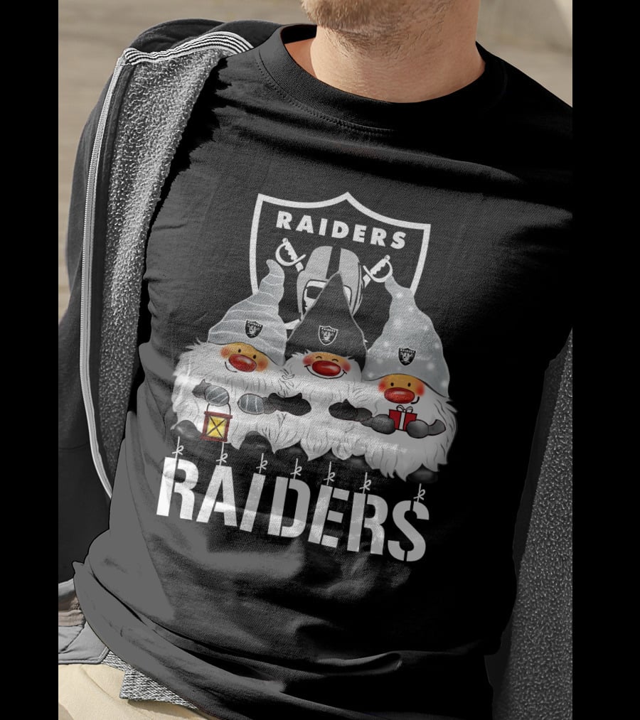 Las Vegas Raiders Merry Christmas Happy Holidays Raiders Gnomes T-Shirt