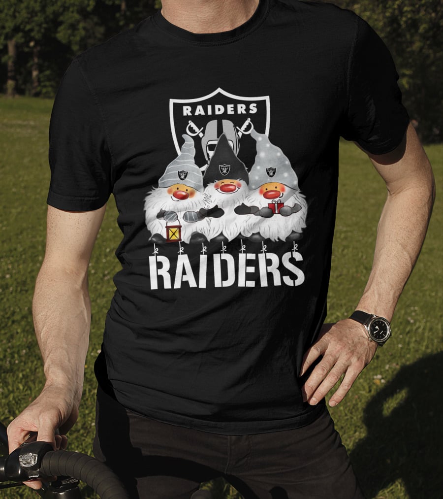 Las Vegas Raiders Merry Christmas Happy Holidays Raiders Gnomes T-Shirt