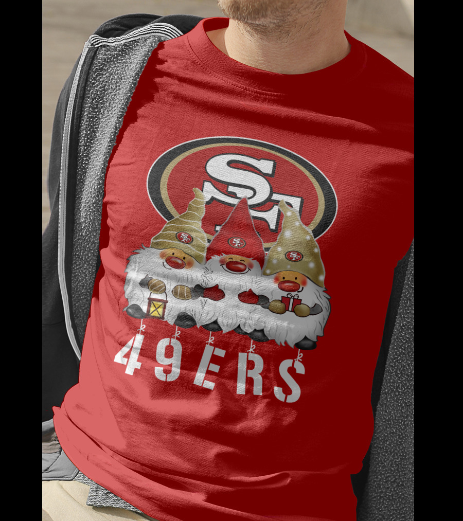San Francisco 49ers Merry Christmas Happy Holidays Gnomes 49ers T-Shirt