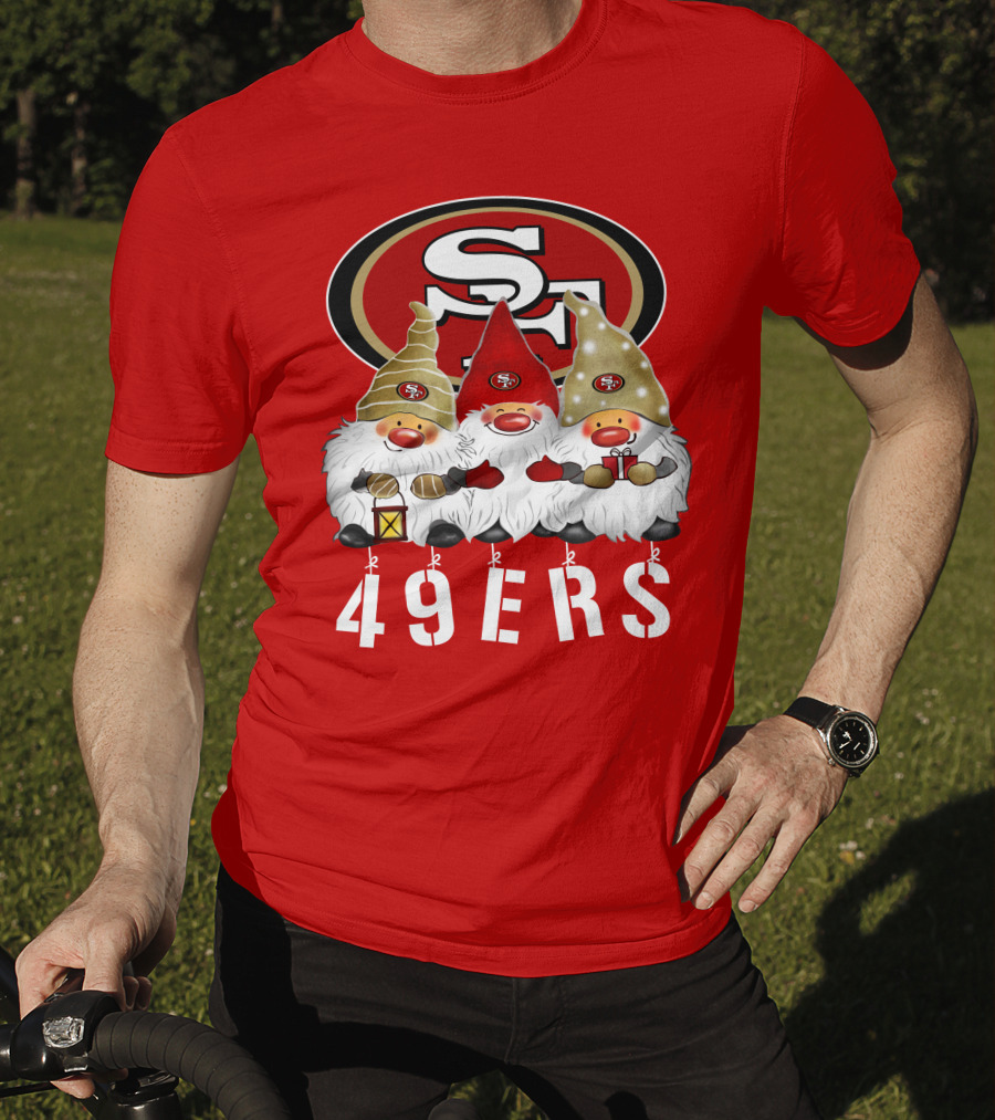 San Francisco 49ers Merry Christmas Happy Holidays Gnomes 49ers T-Shirt