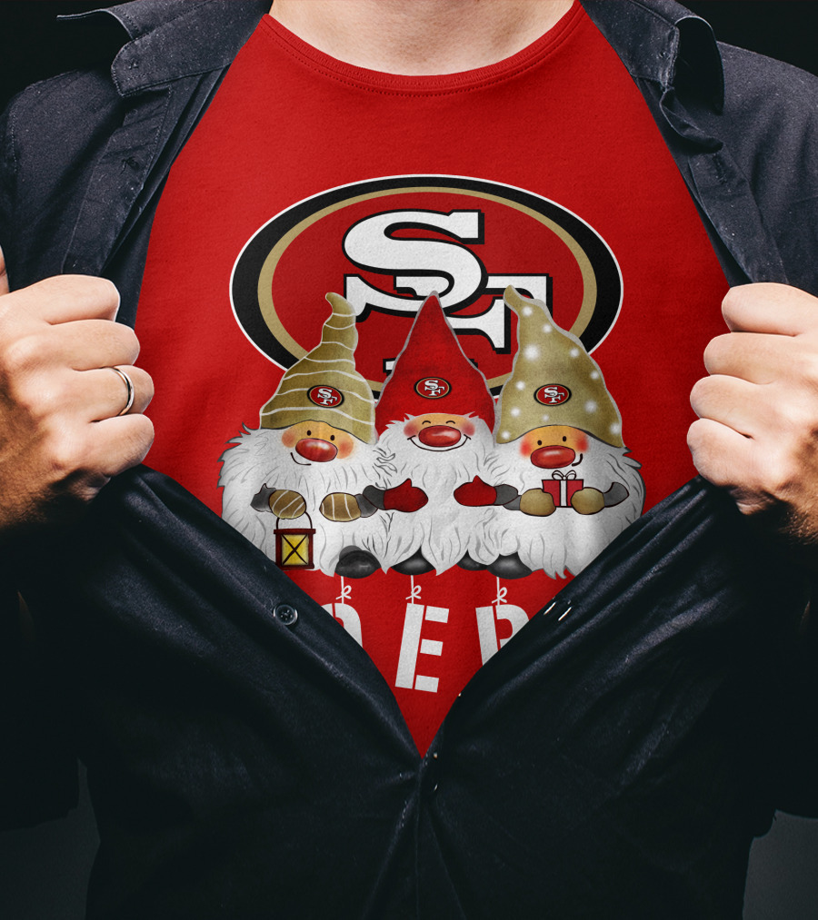 San Francisco 49ers Merry Christmas Happy Holidays Gnomes 49ers T-Shirt