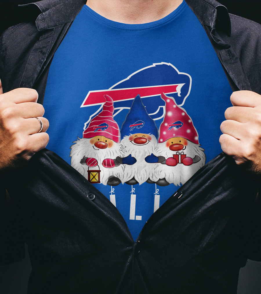 Buffalo Bills Happy Holidays Gnomes Christmas T-Shirt