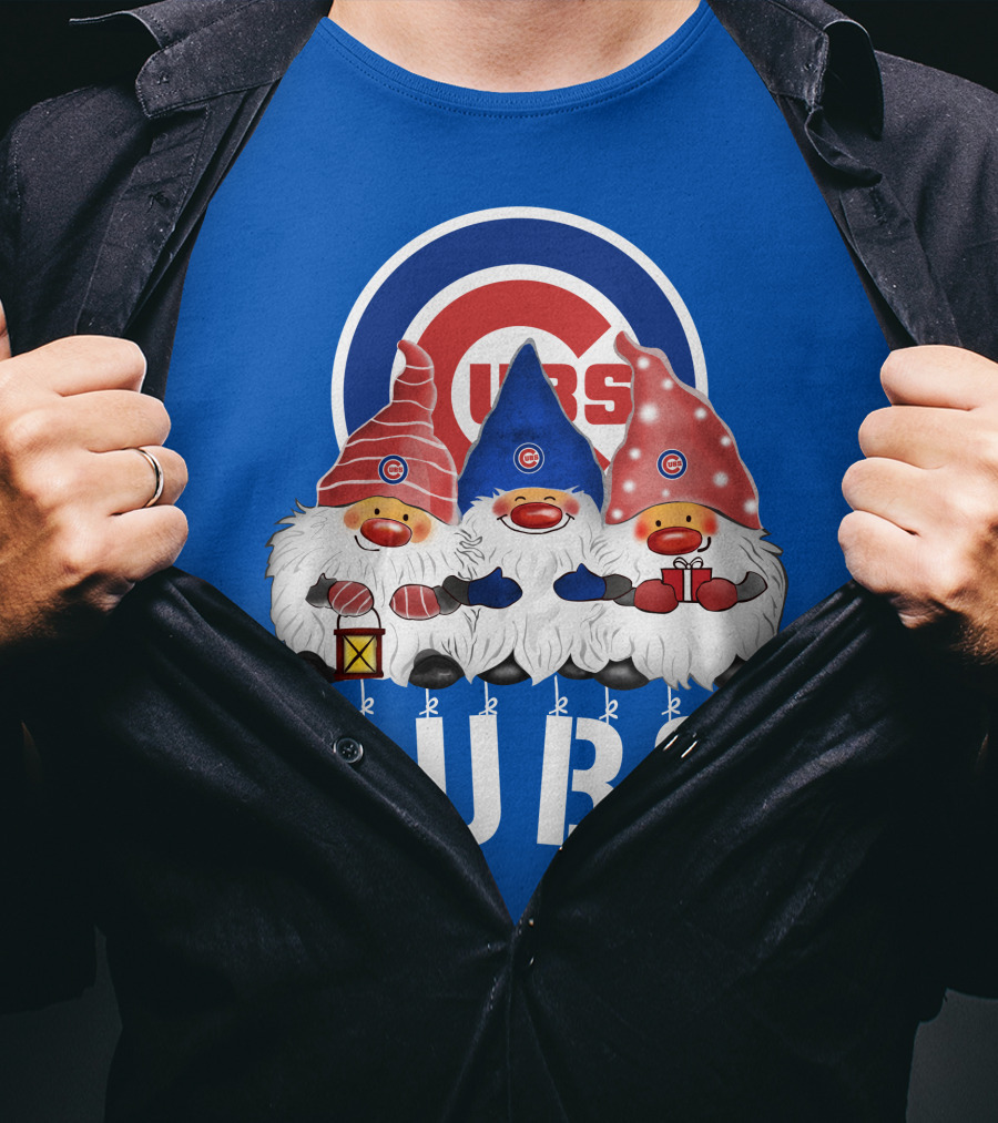 Chicago Cubs Merry Christmas Happy Holidays Festive Gnomes T-Shirt