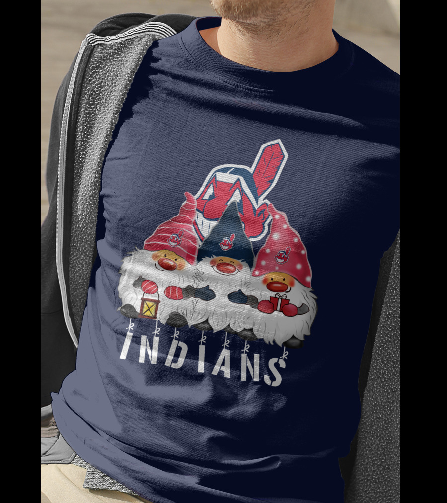 Cleveland Indians Merry Christmas Happy Holidays Gnomes Chief Wahoo T-Shirt