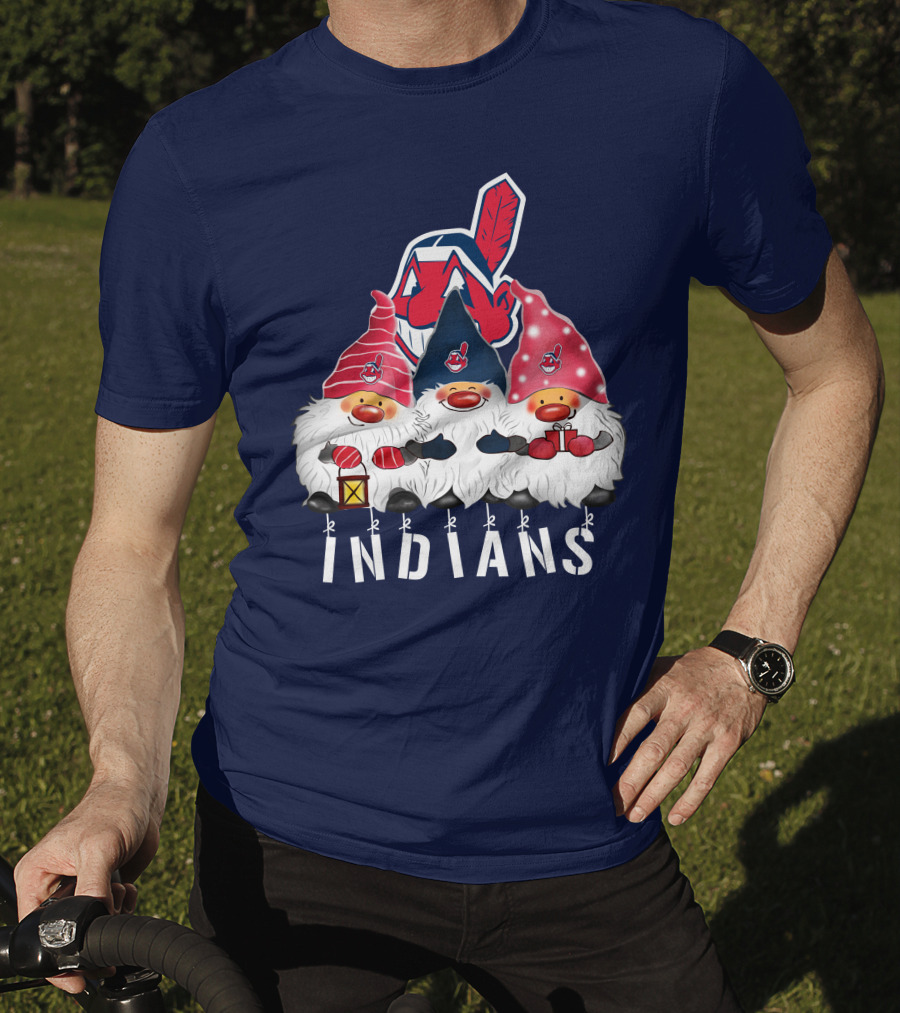 Cleveland Indians Merry Christmas Happy Holidays Gnomes Chief Wahoo T-Shirt