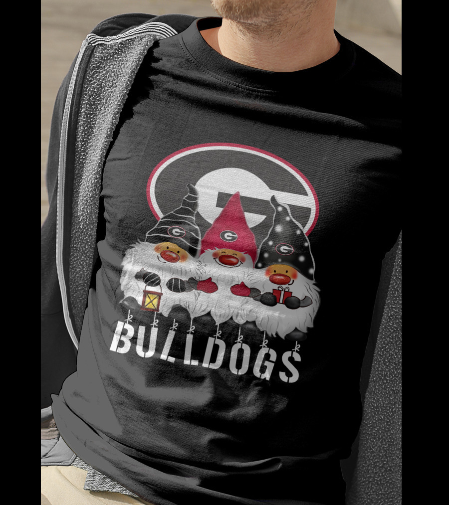 Georgia Bulldogs Merry Christmas Happy Holidays Gnomes T-Shirt