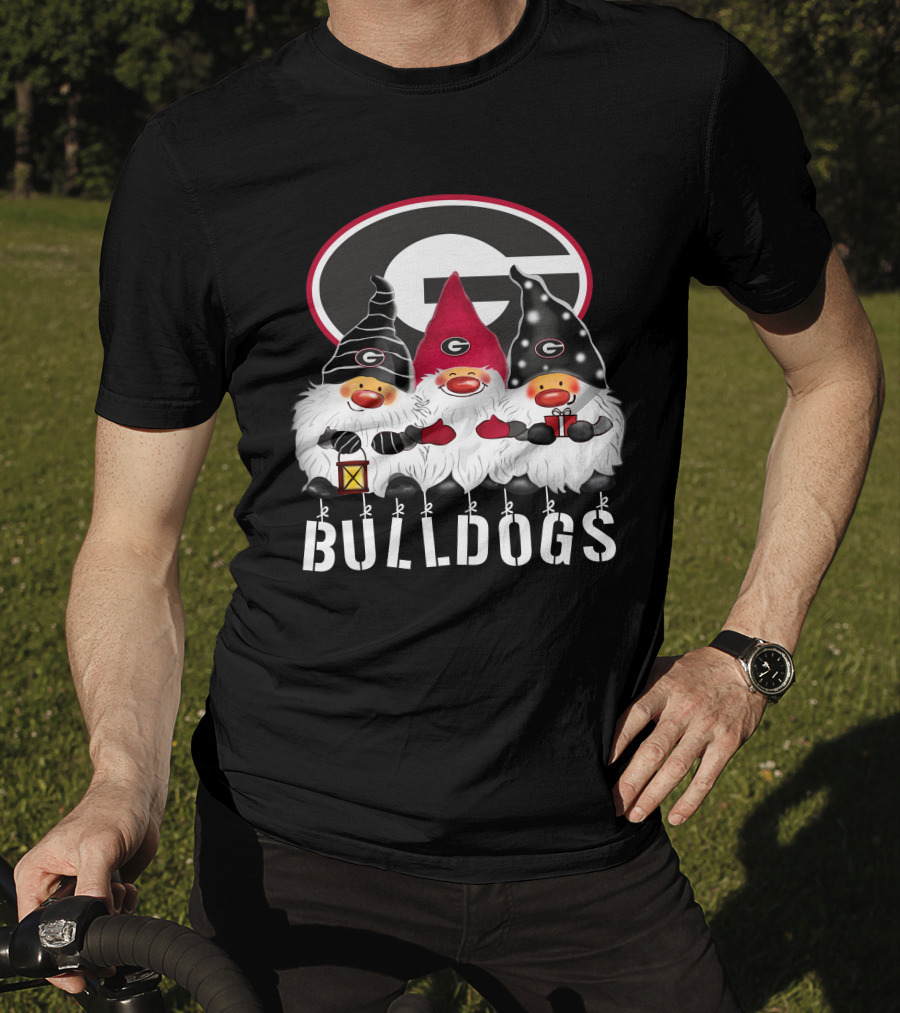 Georgia Bulldogs Merry Christmas Happy Holidays Gnomes T-Shirt