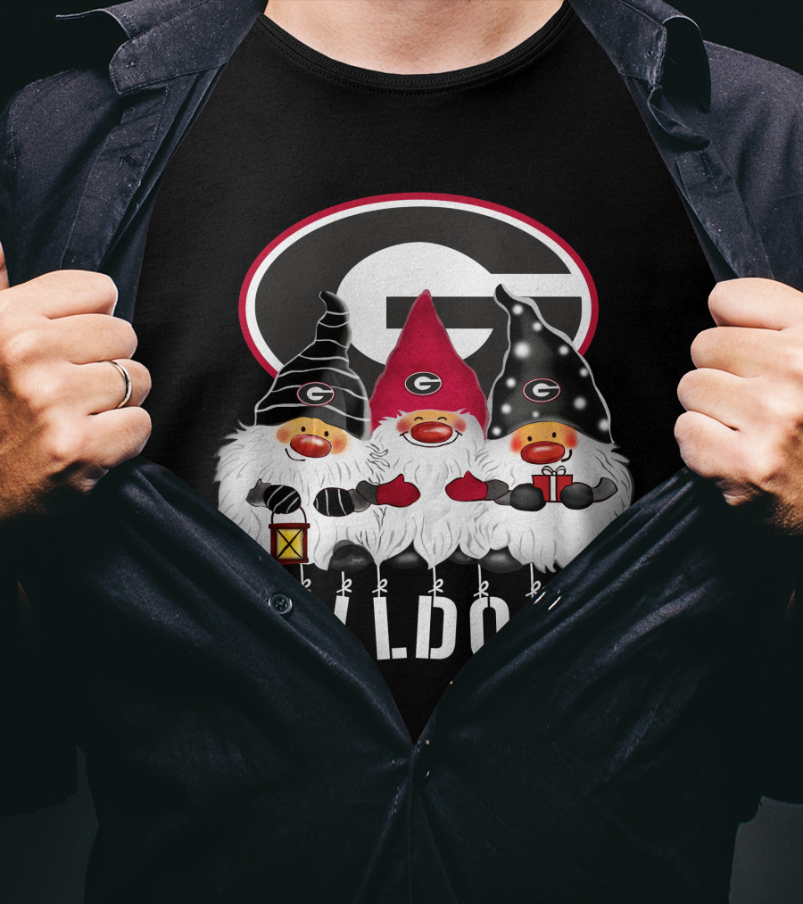 Georgia Bulldogs Merry Christmas Happy Holidays Gnomes T-Shirt