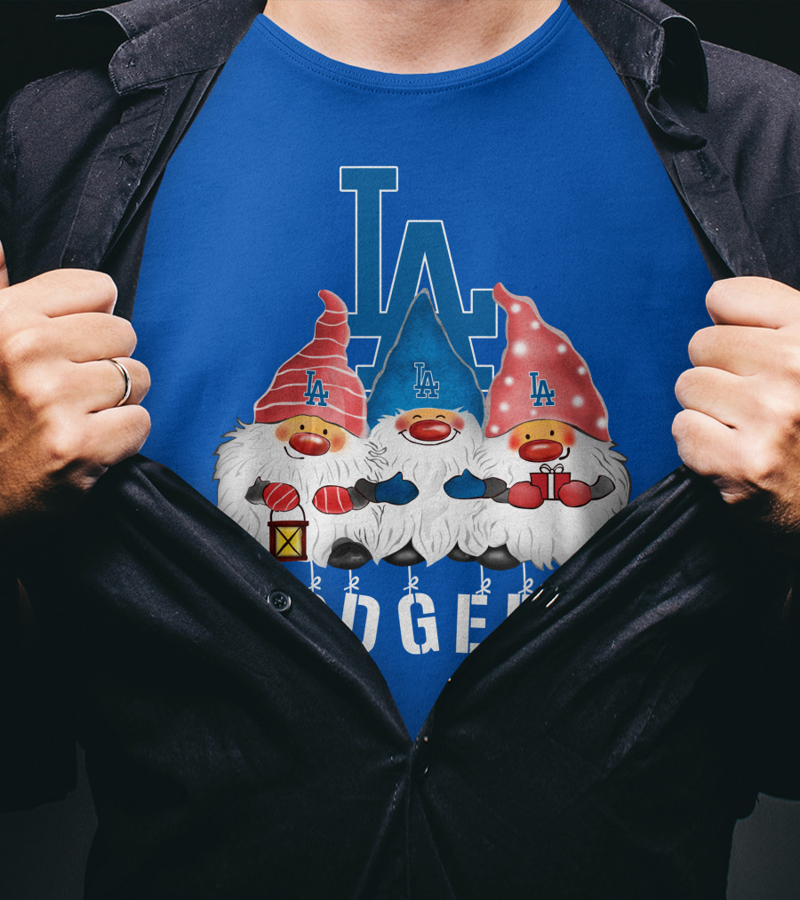 Los Angeles Dodgers Merry Christmas Happy Holidays Gnomes T-Shirt