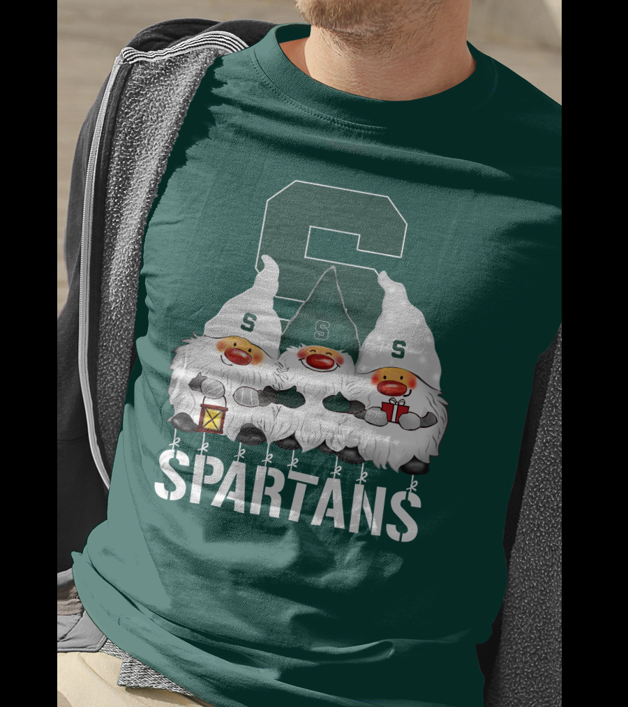 Michigan State Spartans Christmas Gnomes Holiday Celebrations T-Shirt