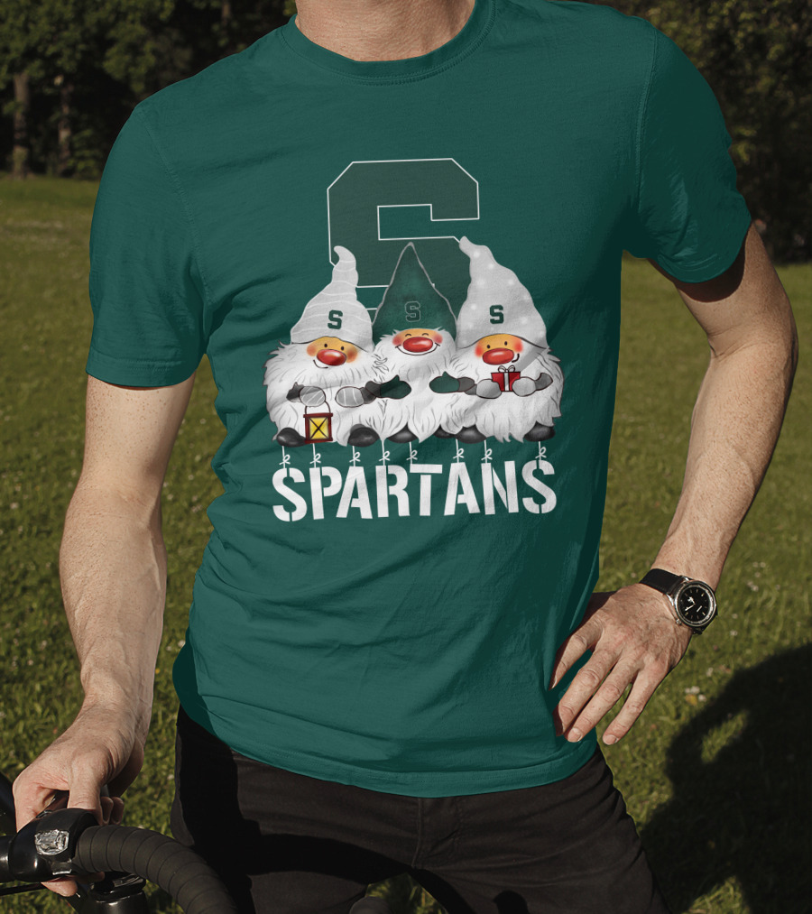 Michigan State Spartans Christmas Gnomes Holiday Celebrations T-Shirt