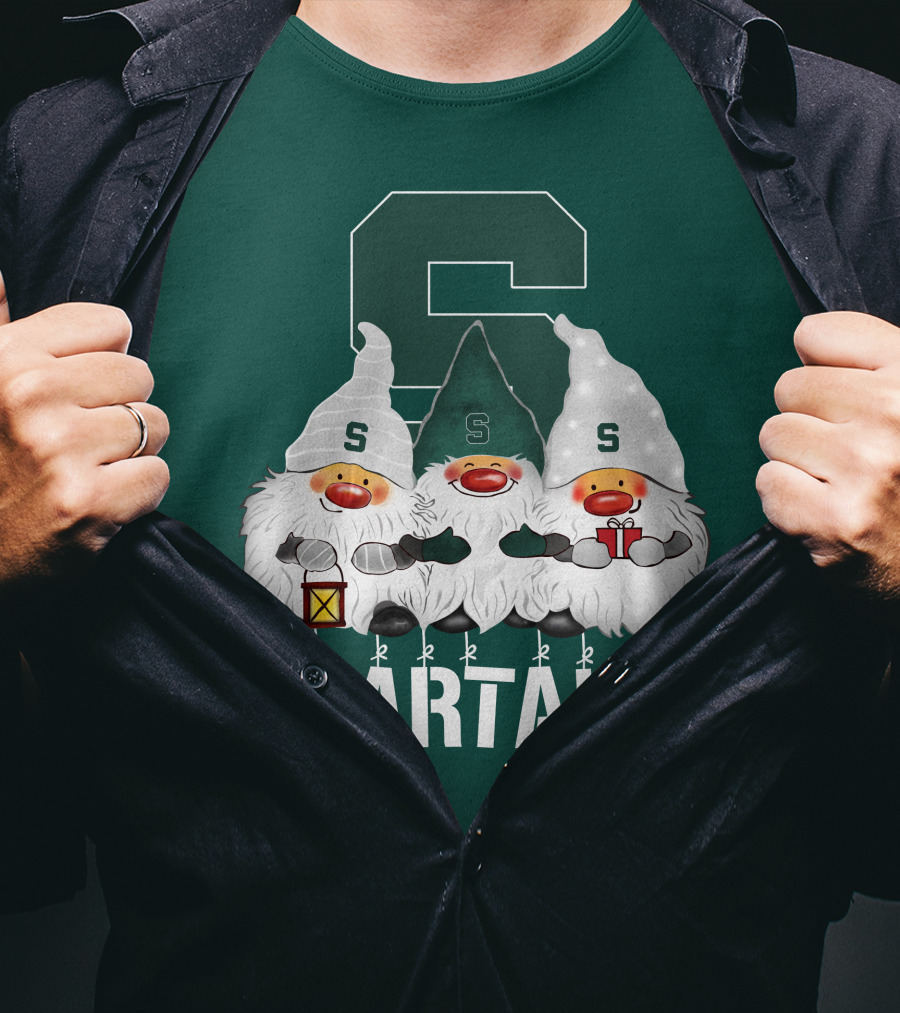 Michigan State Spartans Christmas Gnomes Holiday Celebrations T-Shirt