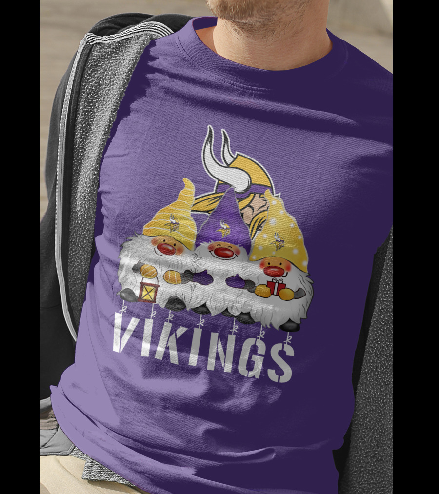 Minnesota Vikings Merry Christmas Happy Holidays Gnomes T-Shirt