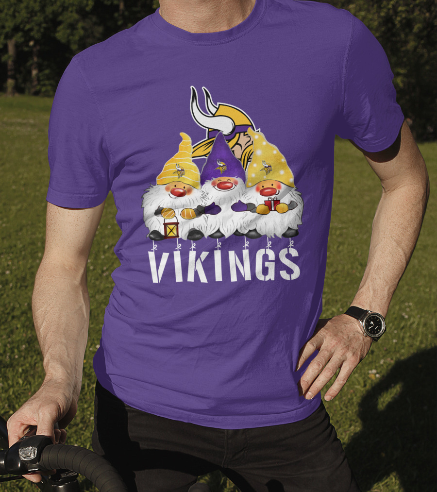 Minnesota Vikings Merry Christmas Happy Holidays Gnomes T-Shirt