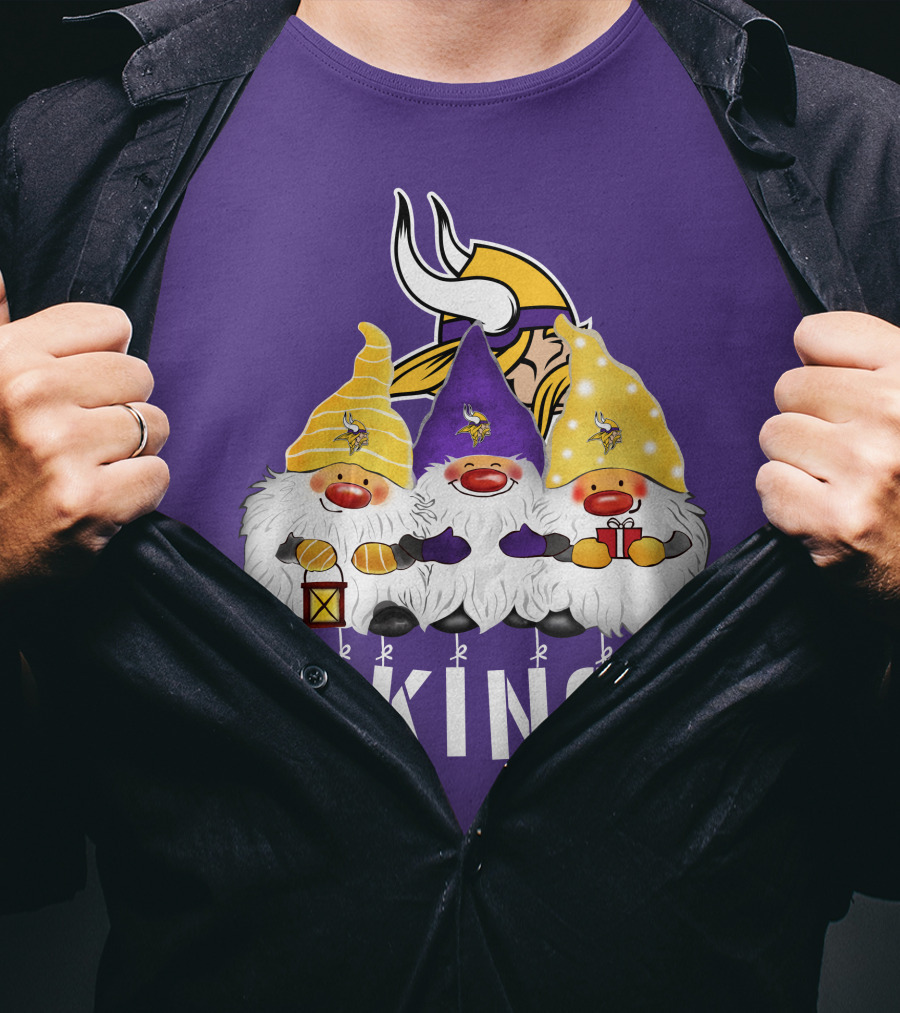 Minnesota Vikings Merry Christmas Happy Holidays Gnomes T-Shirt