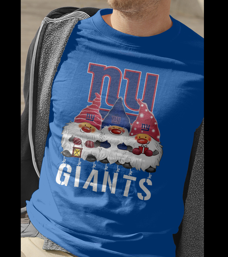 New York Giants Merry Christmas Happy Holidays Gnomes T-Shirt