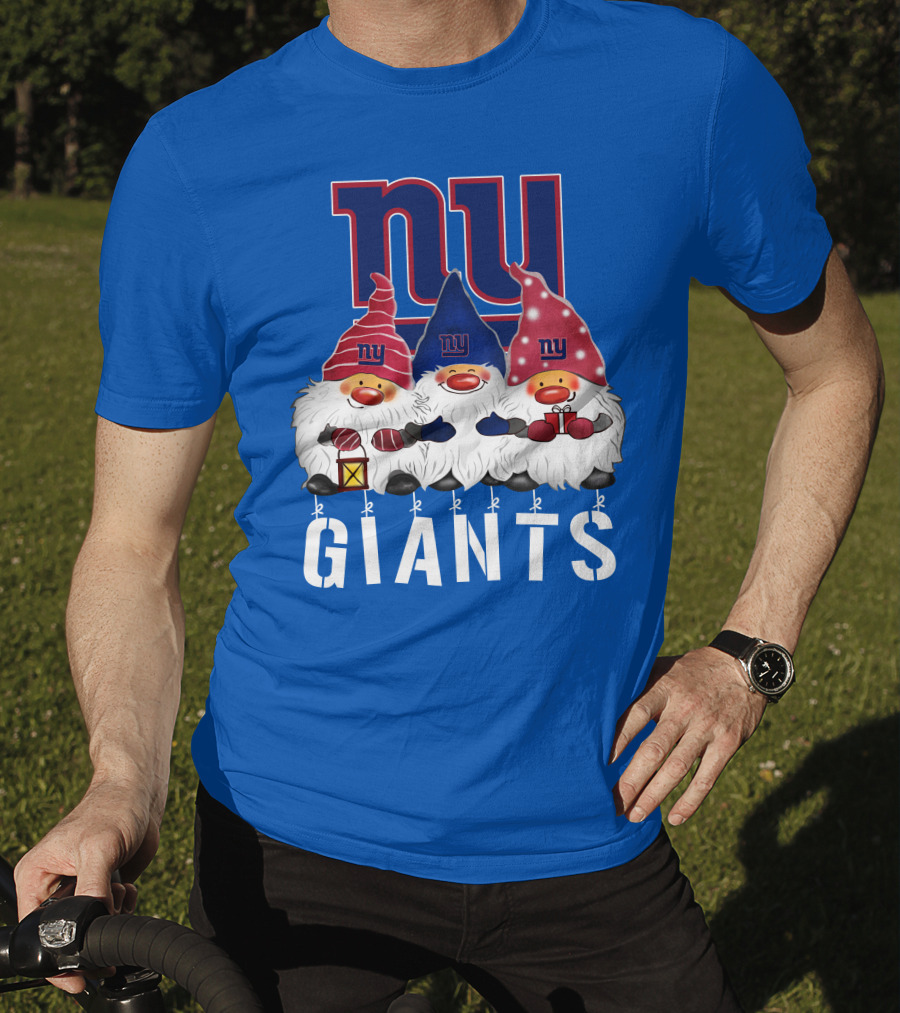 New York Giants Merry Christmas Happy Holidays Gnomes T-Shirt