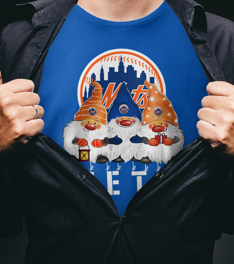 New York Mets Merry Christmas Happy Holidays Gnomes T-Shirt