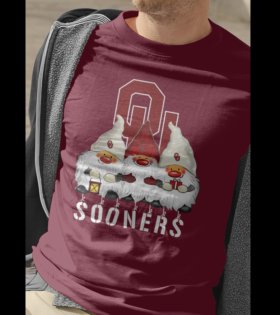 Oklahoma Sooners Christmas Gnomes Happy Holidays T-Shirt