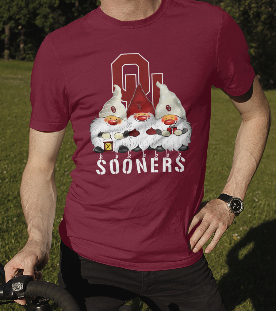 Oklahoma Sooners Christmas Gnomes Happy Holidays T-Shirt