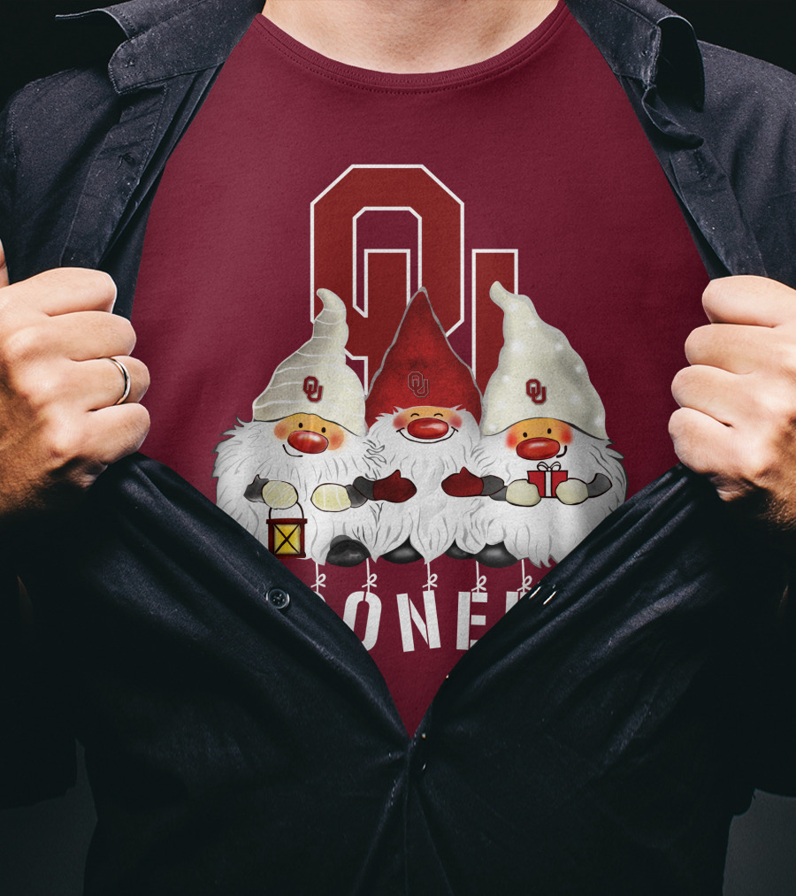 Oklahoma Sooners Christmas Gnomes Happy Holidays T-Shirt