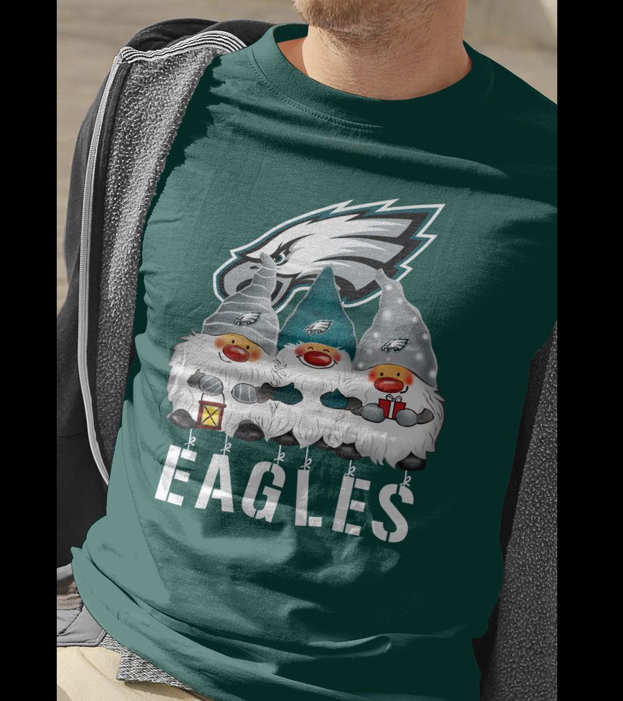 Philadelphia Eagles Christmas Gnomes Happy Holidays T-Shirt