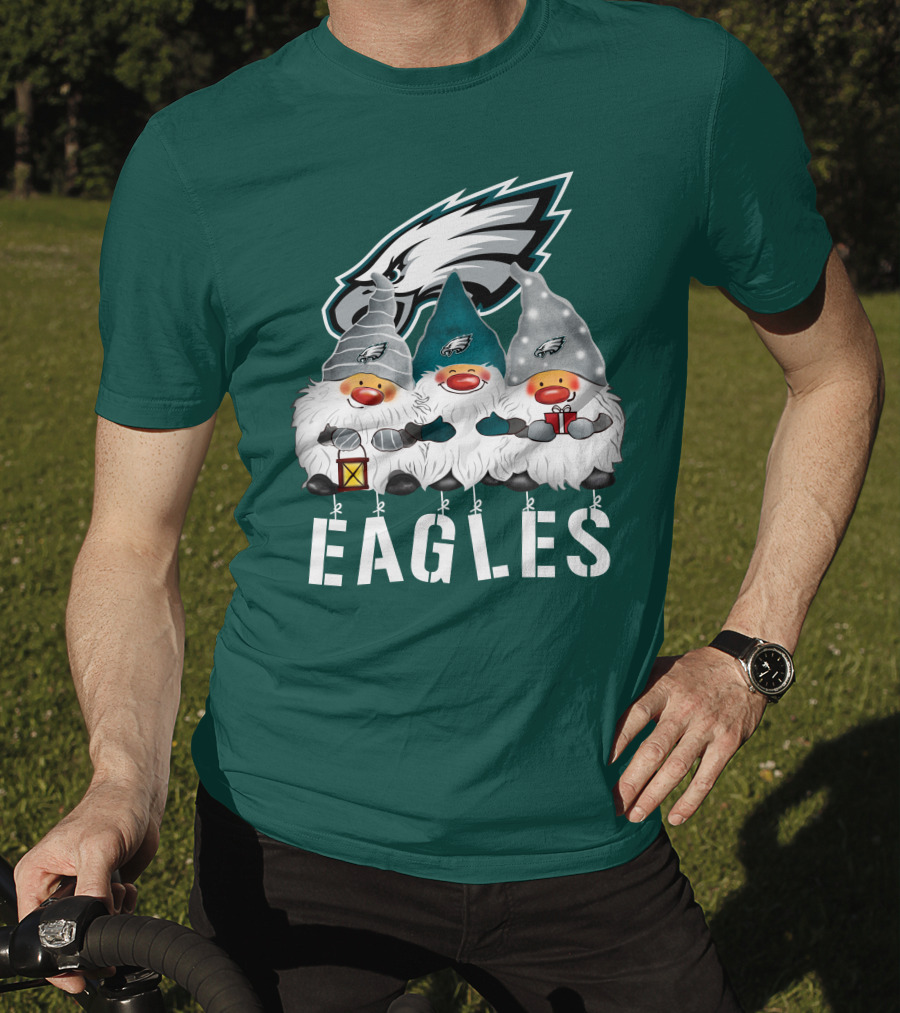 Philadelphia Eagles Christmas Gnomes Happy Holidays T-Shirt