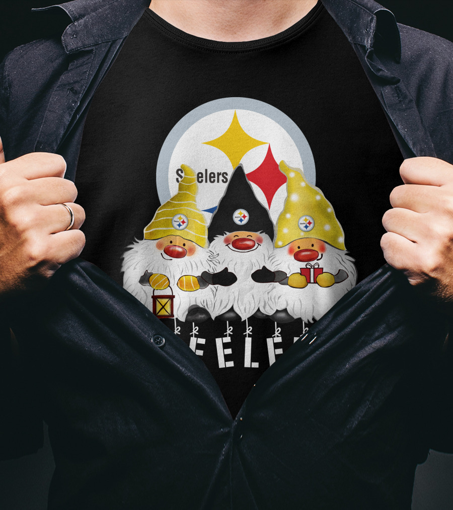 Steelers Merry Christmas Happy Holidays Gnomes T-Shirt