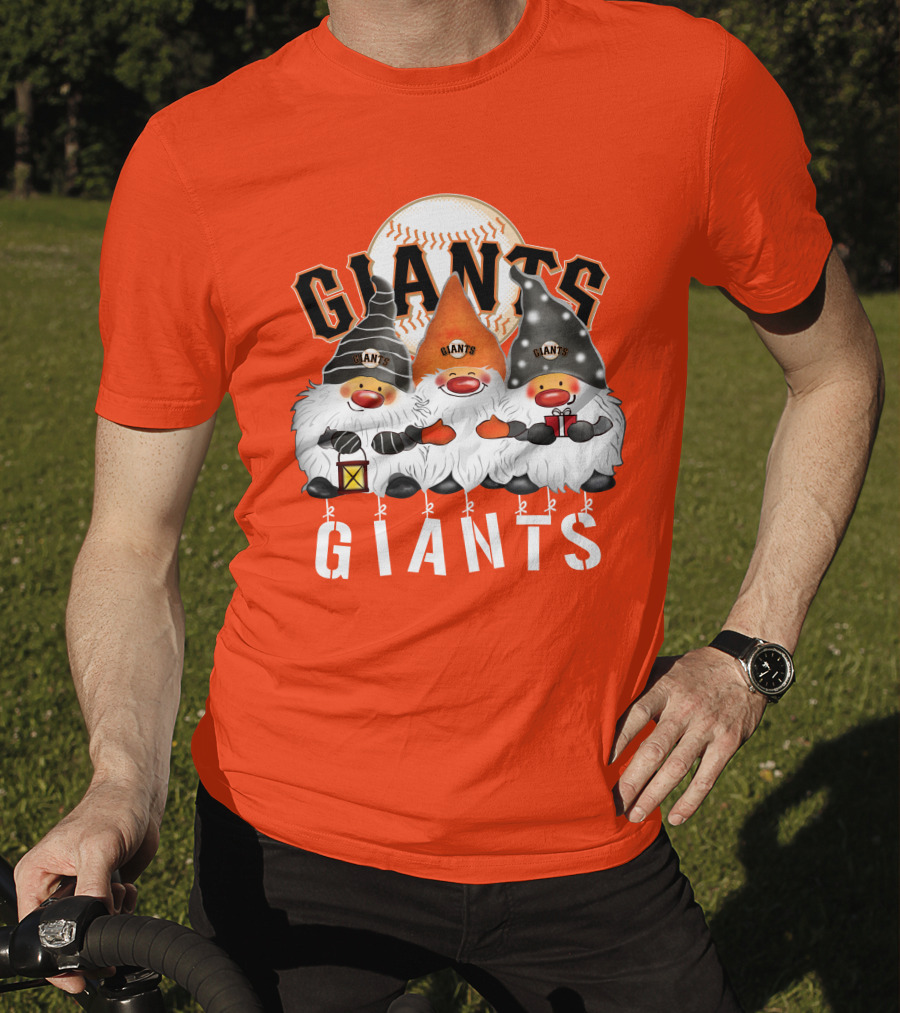 San Francisco Giants Merry Christmas Happy Holidays Giants Gnomes Baseball T-Shirt