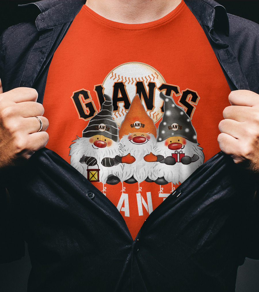 San Francisco Giants Merry Christmas Happy Holidays Giants Gnomes Baseball T-Shirt