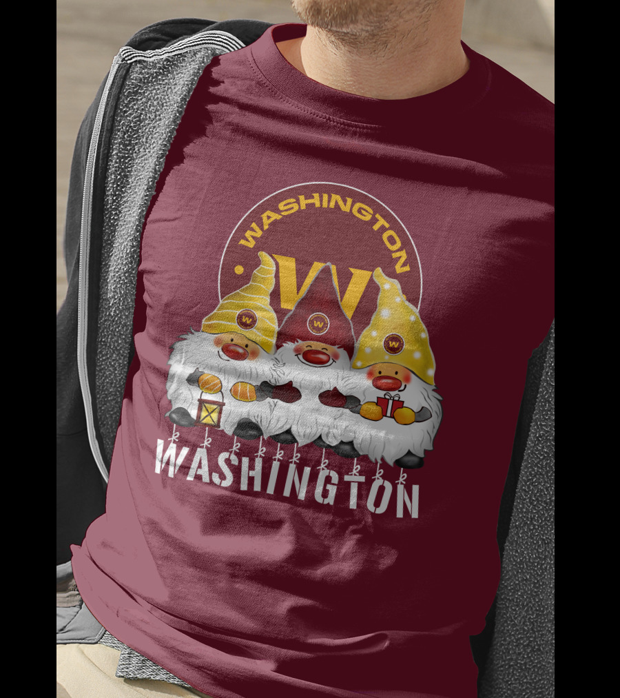 Washington Football Team Christmas Holiday Gnomes W T-Shirt