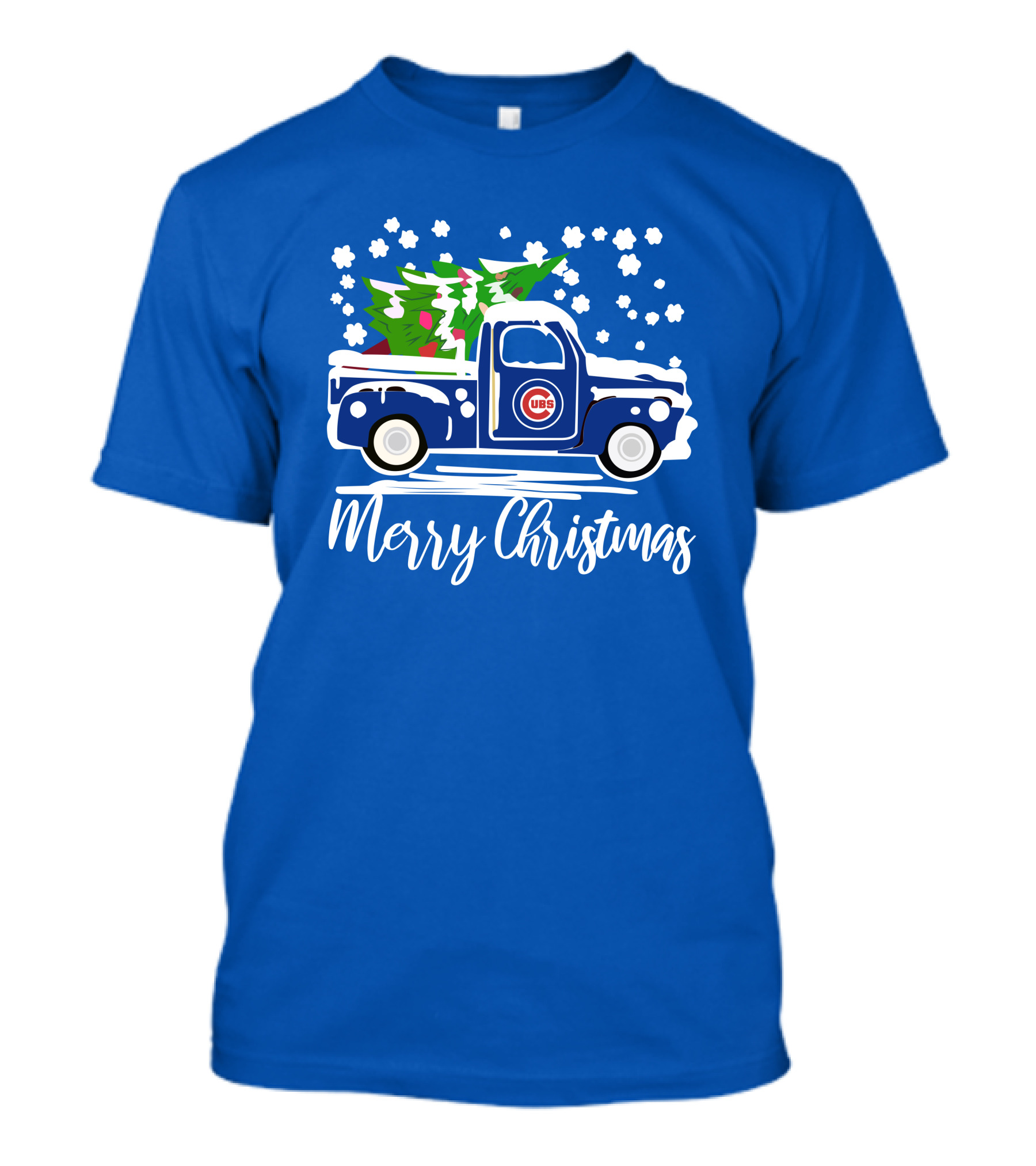 Chicago Cubs Merry Christmas Vintage Truck With Snow And Tree T-Shirt