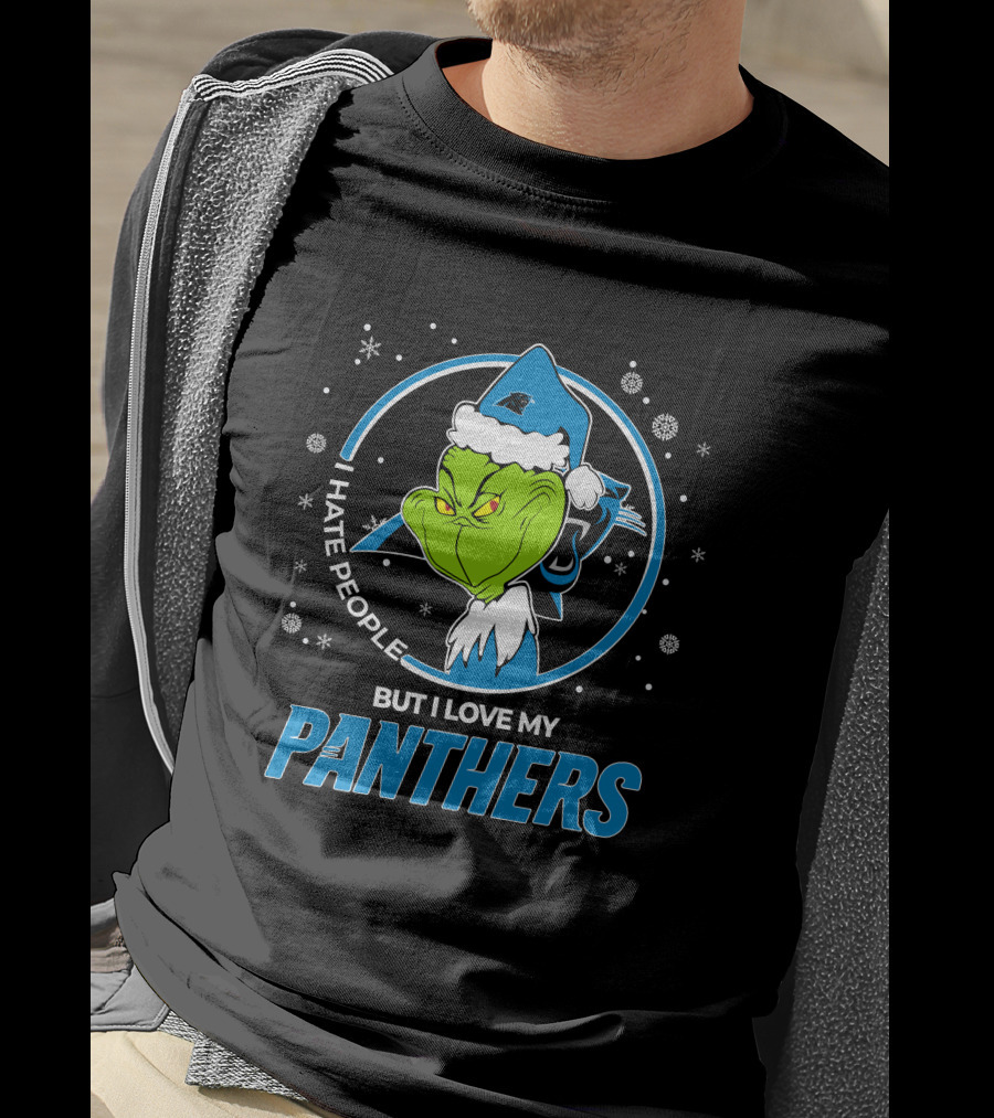 Christmas Grinch I Hate People But I Love My Panthers T-Shirt