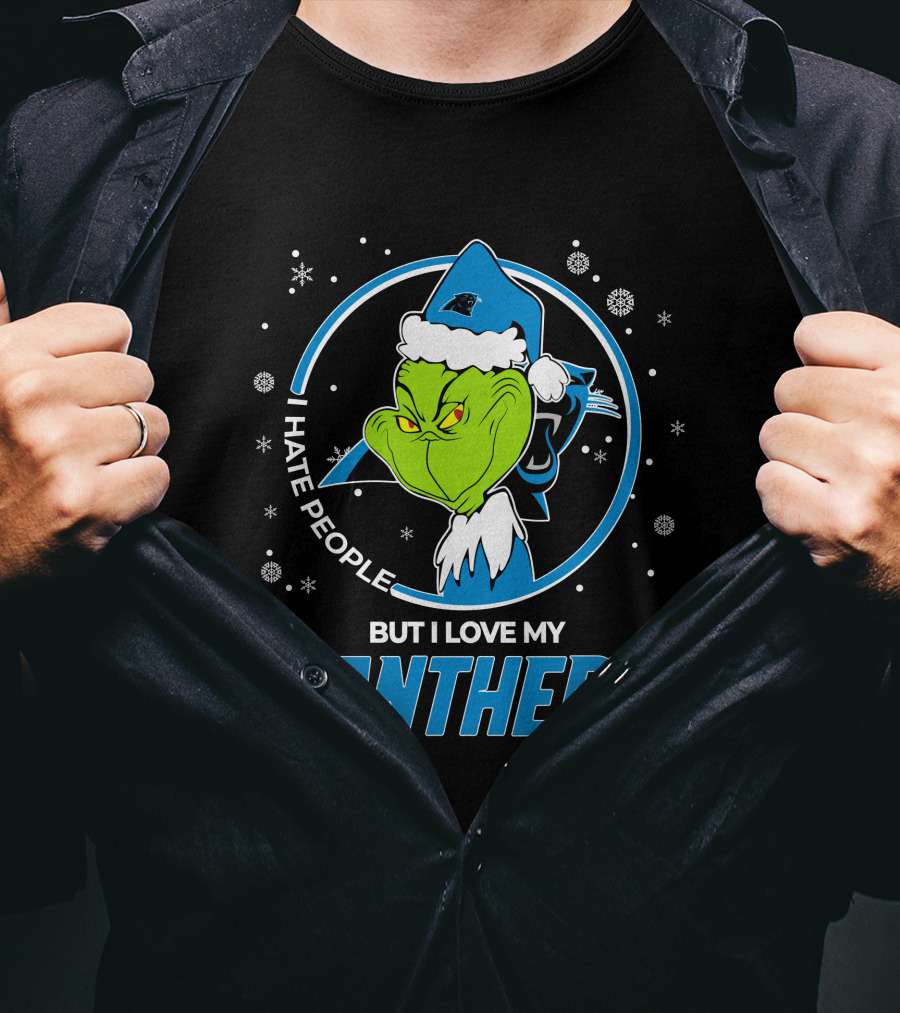 Christmas Grinch I Hate People But I Love My Panthers T-Shirt