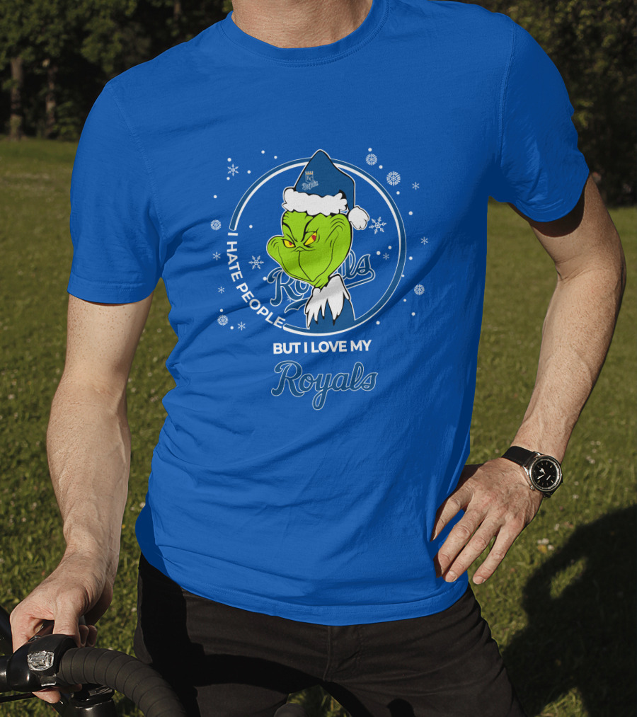 Christmas Grinch Santa I Hate People But I Love My Kansas City Royals T-Shirt