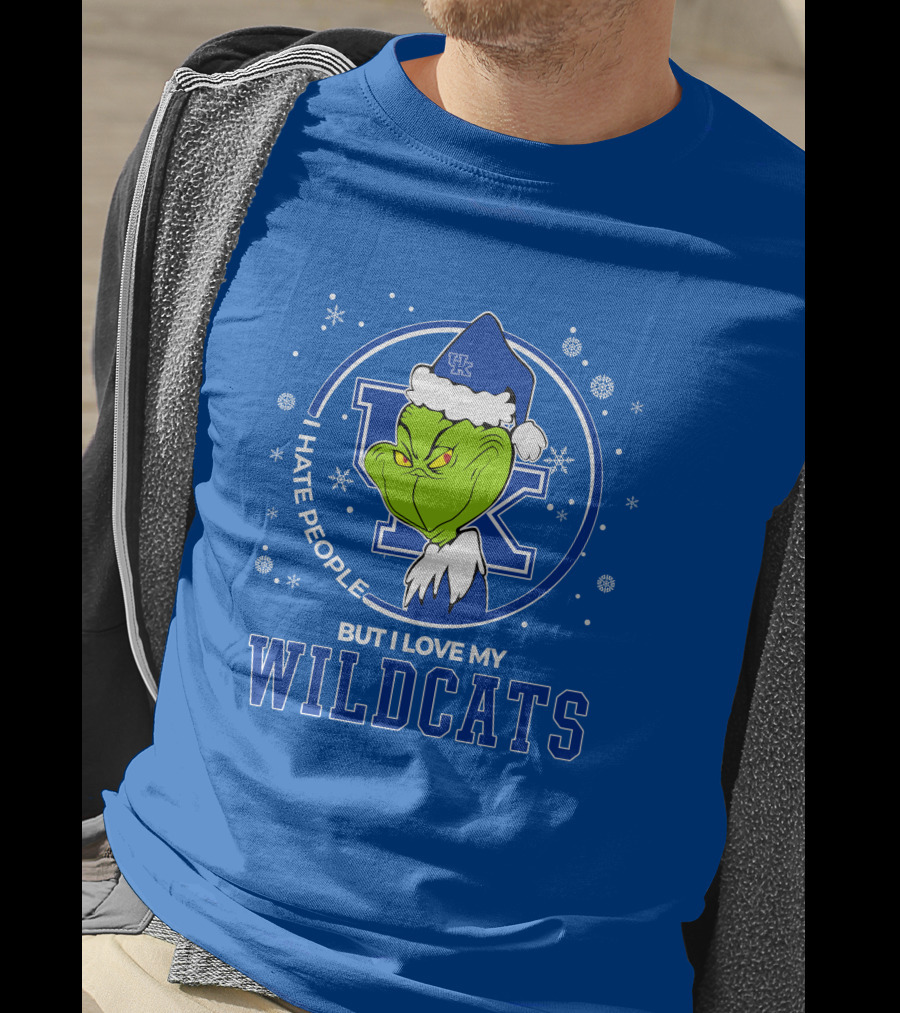 Grinch Santa I Hate People But I Love My Kentucky Wildcats T-Shirt