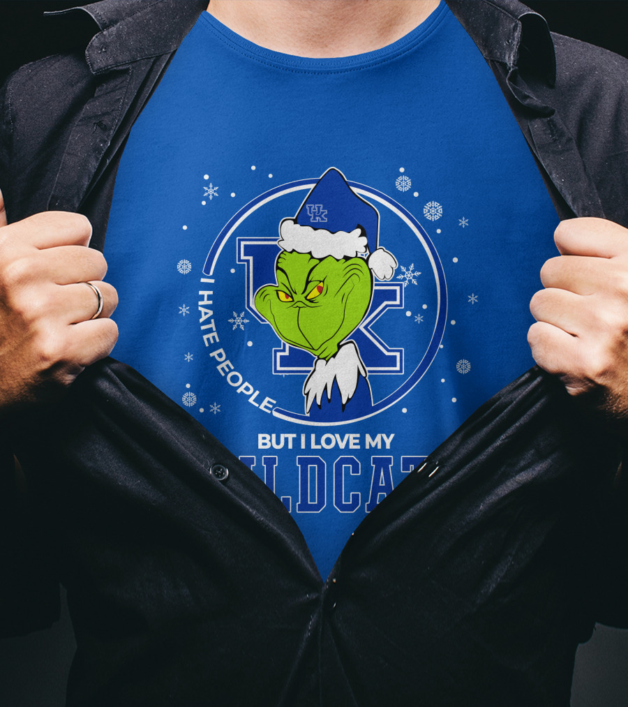 Grinch Santa I Hate People But I Love My Kentucky Wildcats T-Shirt